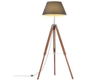 Stojací lampa stativ medově hnědá a černá masivní teak 141 cm 288079