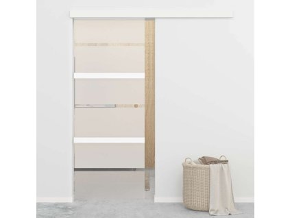 Posuvné dveře ESG sklo a hliník 76 x 212 cm stříbrné 288058
