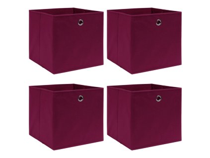 Úložné boxy 4 ks tmavě červené 32 x 32 x 32 cm textil 288341