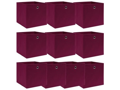 Úložné boxy 10 ks tmavě červené 32 x 32 x 32 cm textil 288343