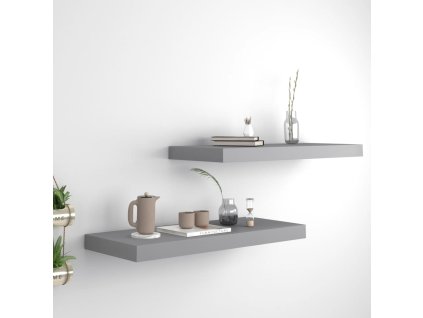 Plovoucí nástěnné police 2 ks šedé 60 x 23,5 x 3,8 cm MDF 323854