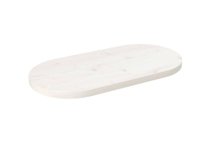 Stolní deska bílá 80 x 40 x 2,5 cm masivní borové dřevo oválná 824351