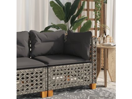 Zahradní pohovka rohová s poduškami šedá polyratan 365924