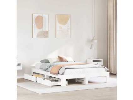 Postel bez matrace bílá 160 x 200 cm masivní borovice 3308994