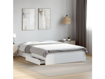 Rám postele se zásuvkami bílý 140 x 200 cm kompozitní dřevo 3280657