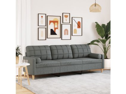 3místná pohovka s polštáři tmavě šedá 210 cm textil 3278202