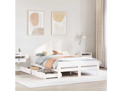 Postel bez matrace bílá 150 x 200 cm masivní borovice 3309036