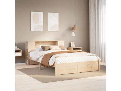 Postel s knihovnou bez matrace 120 x 200 cm masivní borovice 3322357