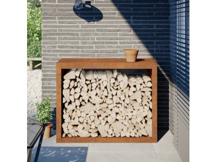 Stojan na palivové dřevo 100x40x80 cm povětrnostně odolná ocel 850981