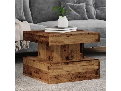 Konferenční stolek s LED osvětlením old wood 50 x 50 x 40 cm 857712