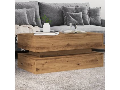 Konferenční stolek s LED osvětlením dub artisan 90 x 50 x 40 cm 857719