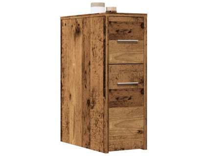 Úzká koupelnová skříňka na kolečkách old wood kompozitní dřevo 855284