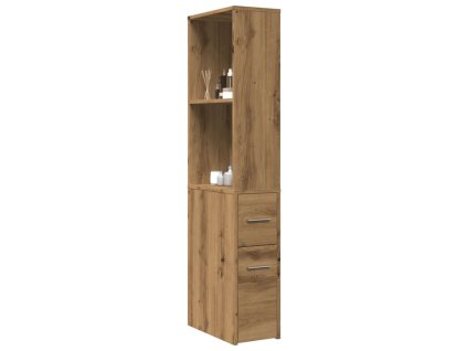Úzká koupelnová skříňka na kolečkách dub artisan kompozit 855303