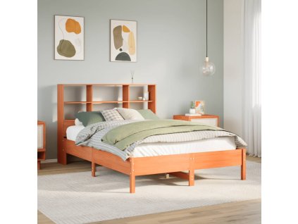 Postel s knihovnou bez matrace 135 x 190 cm masivní borovice 3322887