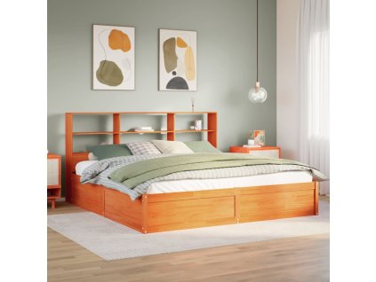 Postel bez matrace voskově hnědá 180 x 200 cm masivní borovice 3323448