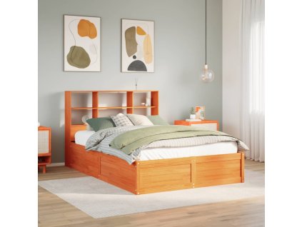 Postel bez matrace voskově hnědá 140 x 190 cm masivní borovice 3323469