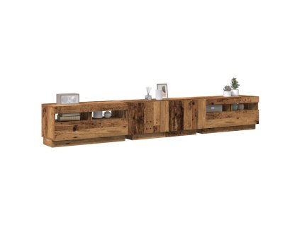 TV stolek s LED old wood 260x35x40 cm kompozitní dřevo 3329167