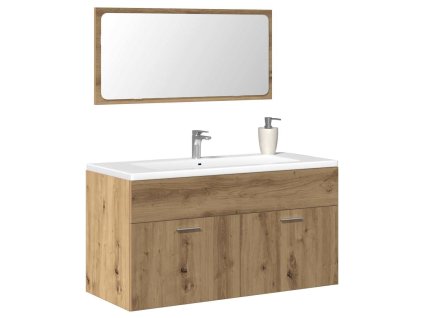 Koupelnová skříňka se zrcadlem dub artisan kompozitní dřevo 856382