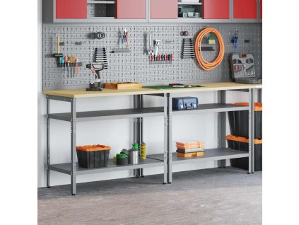 Sada pracovního stolu s policí 2 pcs Šedá 200 x 55 x 85 cm Ocel 3321390