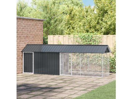 voliéra pro ptáky s prodloužením antracitová 112x442x141 cm ocel 3325145