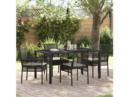 Zahradní jídelní souprava 5 pcs Černá polyratan 3334857