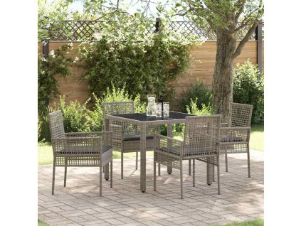 Zahradní jídelní souprava 5 pcs Šedá polyratan 3334872