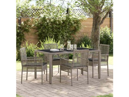 Zahradní jídelní souprava 5 pcs Šedá polyratan 3334873