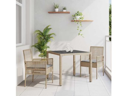 Zahradní jídelní souprava 3 pcs Béžová polyratan 3334879