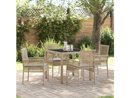 Zahradní jídelní souprava 5 pcs Béžová polyratan 3334880