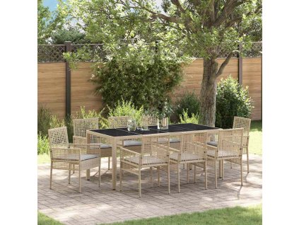 Zahradní jídelní souprava 9 pcs Béžová polyratan 3334884