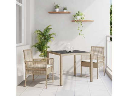 Zahradní jídelní souprava 3 pcs Béžová polyratan 3334887