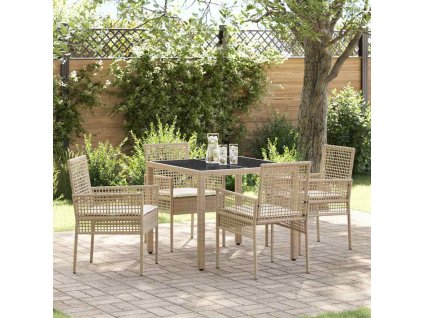 Zahradní jídelní souprava 5 pcs Béžová polyratan 3334888
