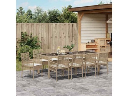 Zahradní jídelní souprava 11 pcs Béžová polyratan 3334894