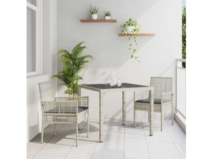 Zahradní jídelní souprava 3 pcs Světle šedá polyratan 3334895