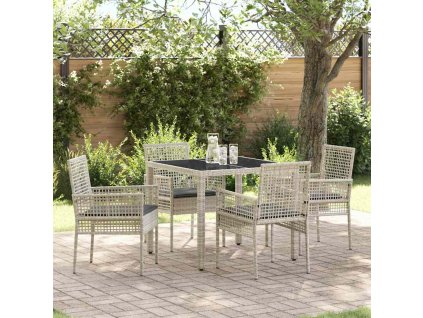 Zahradní jídelní souprava 5 pcs Světle šedá polyratan 3334896