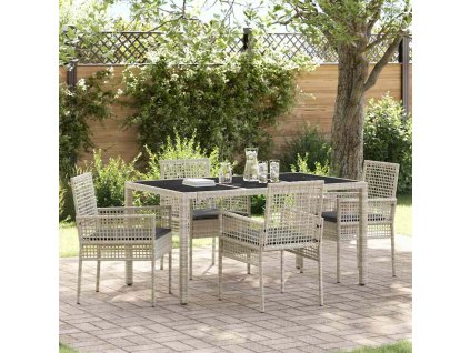 Zahradní jídelní souprava 5 pcs Světle šedá polyratan 3334897