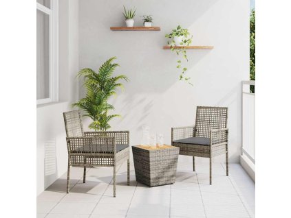 Zahradní bistro set 3 pcs Šedá polyratan 3334961
