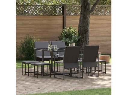Zahradní jídelní souprava 9 pcs Černá Ocel 3335863