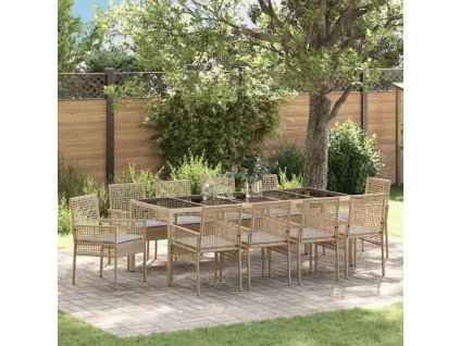 Zahradní jídelní souprava 11 pcs Béžová polyratan 3334886