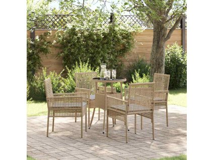 Zahradní jídelní souprava 5 pcs Béžová Poly ratan 3334948