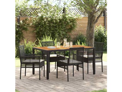 Zahradní jídelní souprava 5 pcs Černá polyratan 3334903