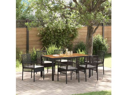 Zahradní jídelní souprava 7 pcs Černá polyratan 3334904