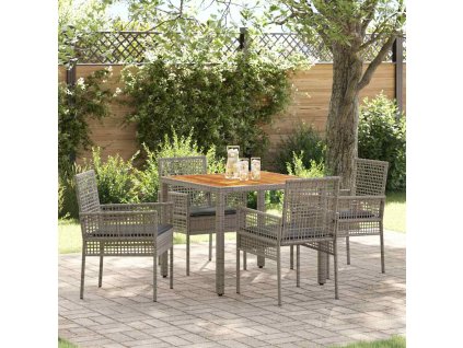 Zahradní jídelní souprava 5 pcs Šedá polyratan 3334910