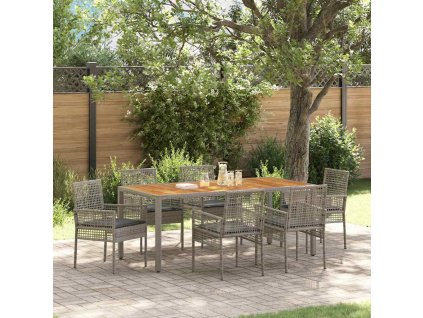 Zahradní jídelní souprava 7 pcs Šedá polyratan 3334913