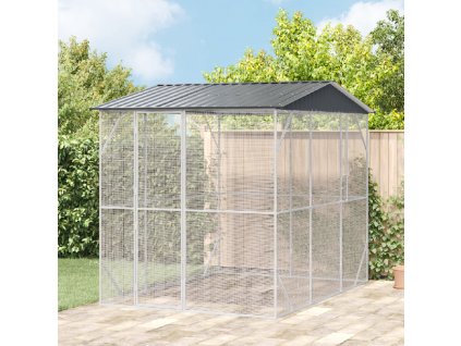 Kotec pro ptáky antracitový 310x227x247 cm ocel 3325160