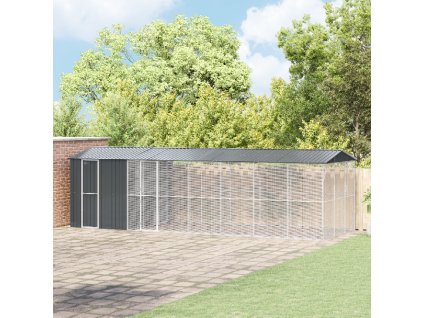 Voliéra pro ptáky s prodloužením antracitová 310x838x247 cm ocel 3325164