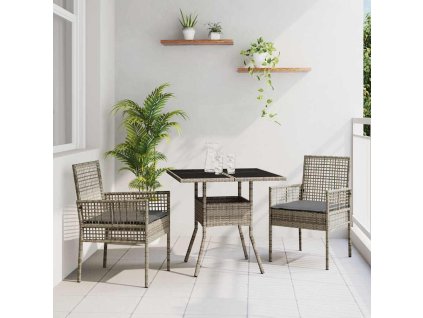 Zahradní jídelní souprava 3 pcs Šedá polyratan 3334927