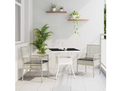 Zahradní jídelní souprava 3 pcs Světle šedá polyratan 3334933