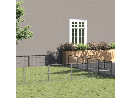 Psí kotec stříbrný 45 m² ocel 3082167