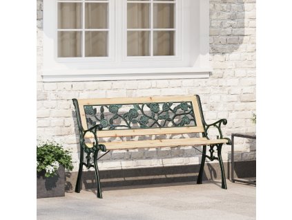 Zahradní lavice s růžovým vzorem opěradla 116 cm Dřevo 319570